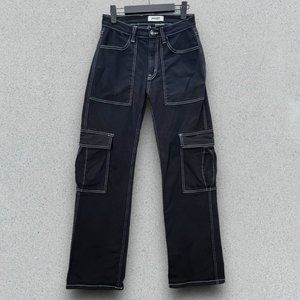 Aphrodite Cargo Pants Womens 28 Black High Rise Utility Carpenter from Hot Topic